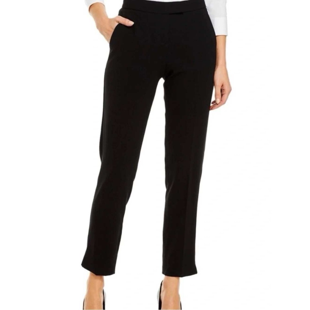 Theory Ibbey 2 Urban Black Ankle Pants Wool Blend Tailored Office Split Hem 0